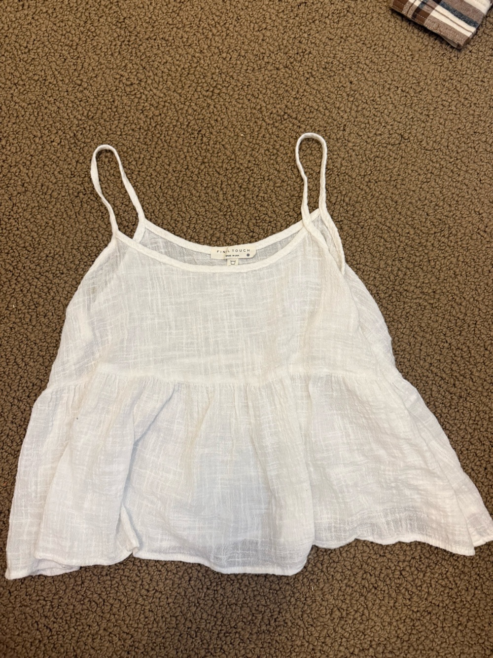 Final Touch White Textured Spaghetti Strap Tank